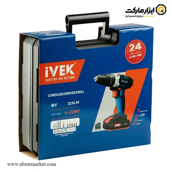 دریل شارژی چکشی ایوک لیتیوم 18 ولت مدل K-7218V