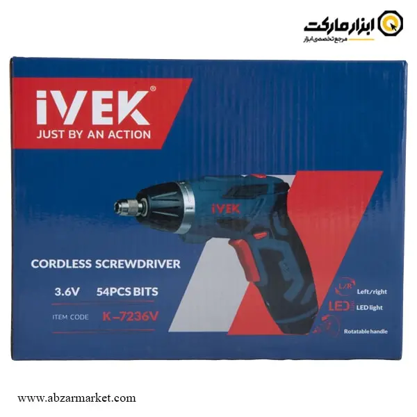 کیت پیچ گوشتی شارژی ایوک تاشو 3.6 ولت 55 پارچه مدل K-7236V