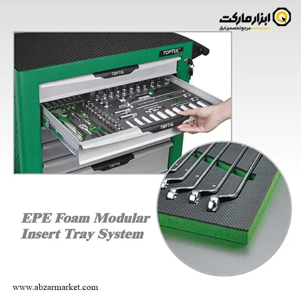 جعبه ابزار چرخ دار کشویی تاپ تول 308 پارچه مدل GE-30817