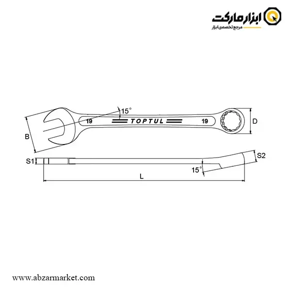 آچار یک سر تخت یک سر رینگ تاپ تول مدل AAEX