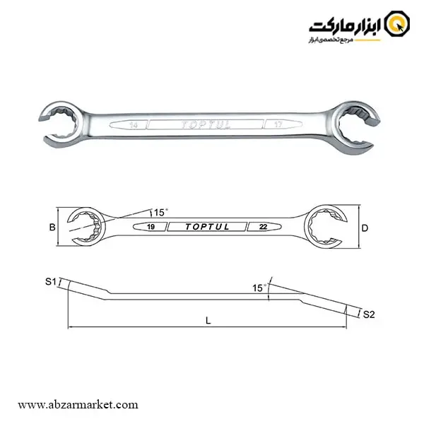 ست آچار دو سر چاکدار تاپ تول 5 عددی مدل GAAT0502