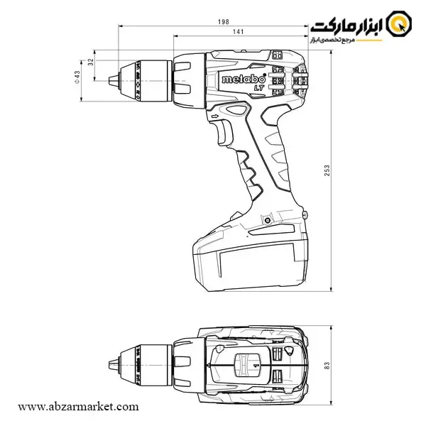 دریل شارژی متابو لیتیوم 18 ولت مدل BS 18 LT