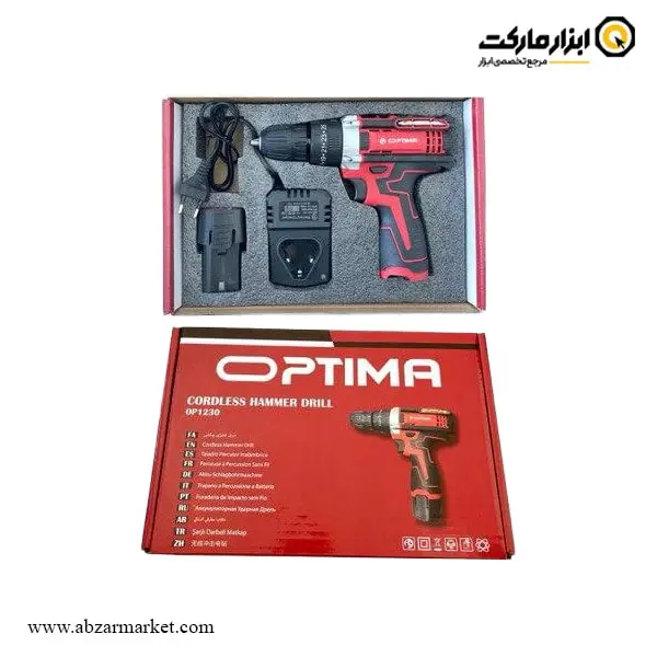 دریل شارژی چکشی اپتیما لیتیوم 12 ولت مدل OP1230
