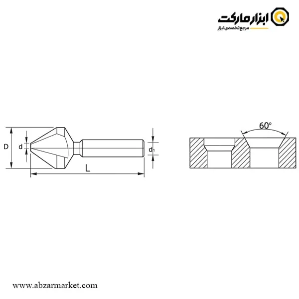 مته خزینه مخروطی ای اس تی پاور HSSE زاویه 60 درجه