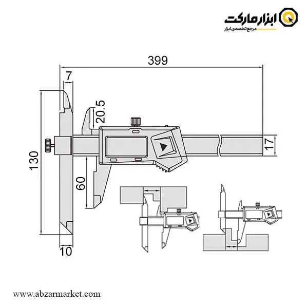 کولیس دیجیتال اینسایز 30 سانتی متر آفست (با گارانتی شرکتی) مدل 300-1186 A