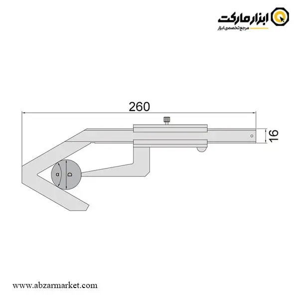 کولیس جناغی V شکل اینسایز خارج سنج 60-4 میلی متر (با گارانتی شرکتی) مدل 3-1229