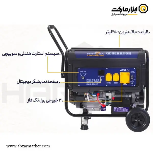 موتور برق هاردکس 6.5 کیلو وات مدل HG-65