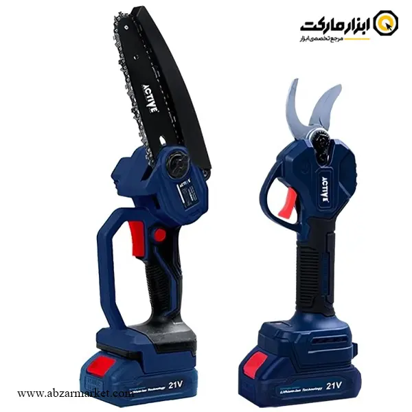 کیت اره زنجیری و قیچی باغبانی شارژی براشلس اکتیو 21 ولت مدل AC-3218BL کیت اره زنجیری و قیچی باغبانی شارژی براشلس اکتیو 21 ولت مدل AC-3218BL