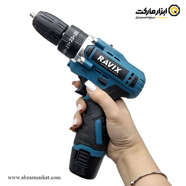دریل شارژی چکشی راویکس براشلس لیتیوم 12 ولت مدل RX-1235