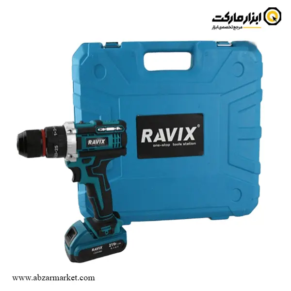 کیت دریل شارژی چکشی راویکس براشلس لیتیوم 21 ولت 35 پارچه مدل RX-2135