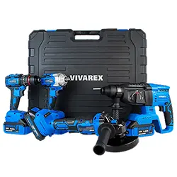کیت چهار دستگاه ویوارکس مینی فرز و بکس و دریل چکشی و بتن کن شارژی براشلس مدل VR2404-BCK