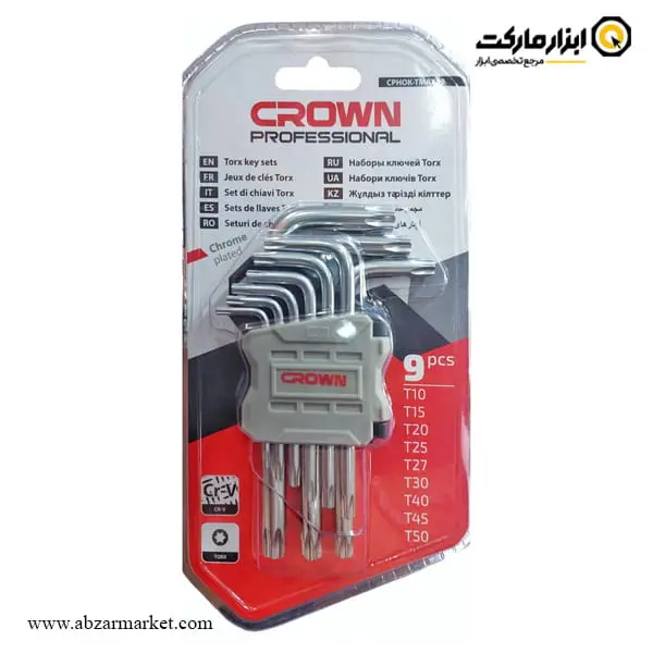 آچار آلن ستاره ای کرون کارتی کوتاه 9 عددی مدل CPHOK-TMAX09 آچار آلن ستاره ای کرون کارتی کوتاه 9 عددی مدل CPHOK-TMAX09