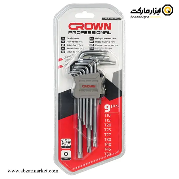 آچار آلن ستاره ای کرون کارتی بلند 9 عددی مدل CPHOK-TMBX09 آچار آلن ستاره ای کرون کارتی بلند 9 عددی مدل CPHOK-TMBX09