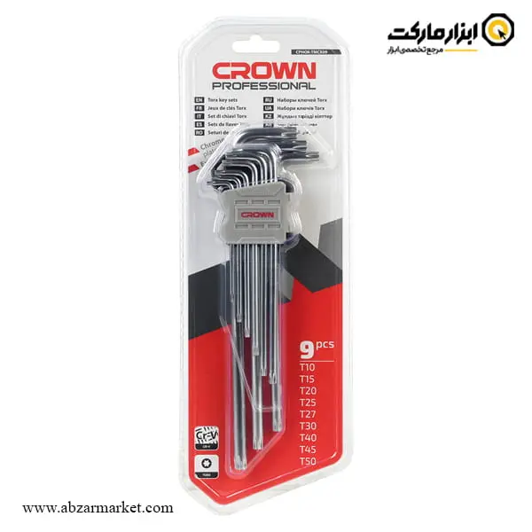 آچار آلن ستاره ای کرون کارتی فوق بلند 9 عددی مدل CPHOK-TMCX09 آچار آلن ستاره ای کرون کارتی فوق بلند 9 عددی مدل CPHOK-TMCX09