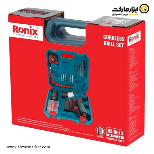 کیت دریل شارژی 12 ولت 19 پارچه رونیکس مدل RS-8613