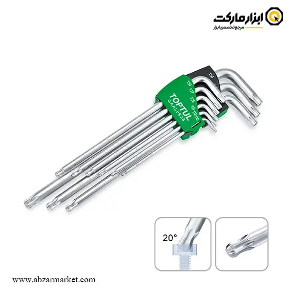 آچار آلن ستاره ای تاپ تول کارتی فوق بلند 9 عددی مدل GAAL0928