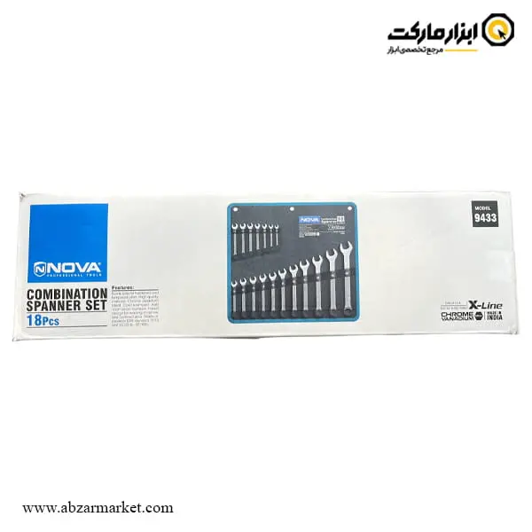 ست آچار یک سر رینگ یک سر تخت نووا 18 عددی مدل 9433