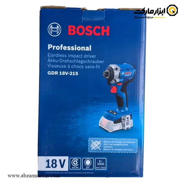 پیچ گوشتی شارژی ضربه ای بوش براشلس 18 ولت مدل GDR 18V-215 بدون باتری