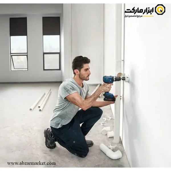 دریل شارژی چکشی بوش براشلس 18 ولت 2 باتری مدل GSB 18V-65