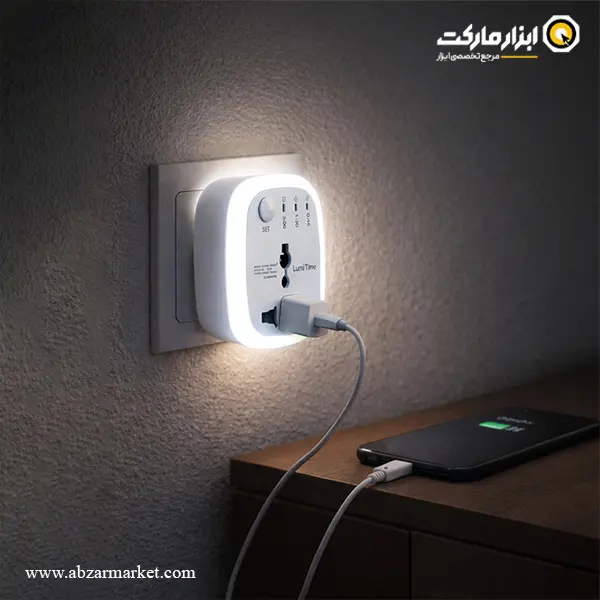 محافظ و مبدل برق 3 به 2 تایمردار EDC مدل Lumi Time