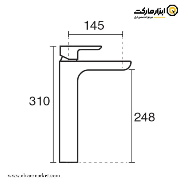 شیر روشویی پایه بلند کی دبلیو سی مدل ریتا