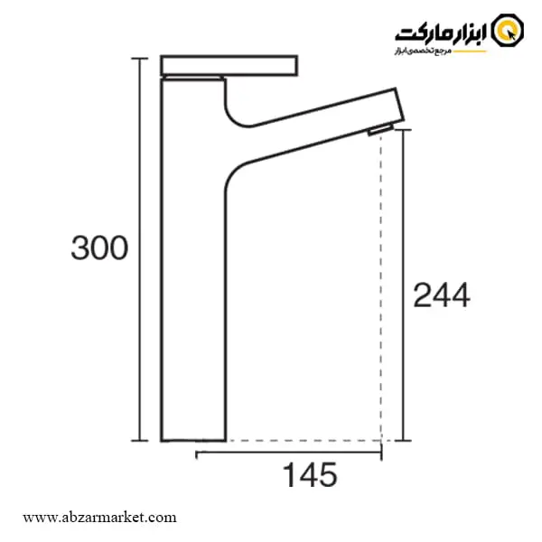 شیر روشویی پایه بلند کی دبلیو سی مدل آوا
