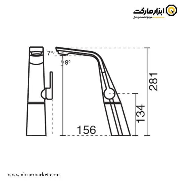 شیر روشویی پایه بلند کی دبلیو سی مدل متیس