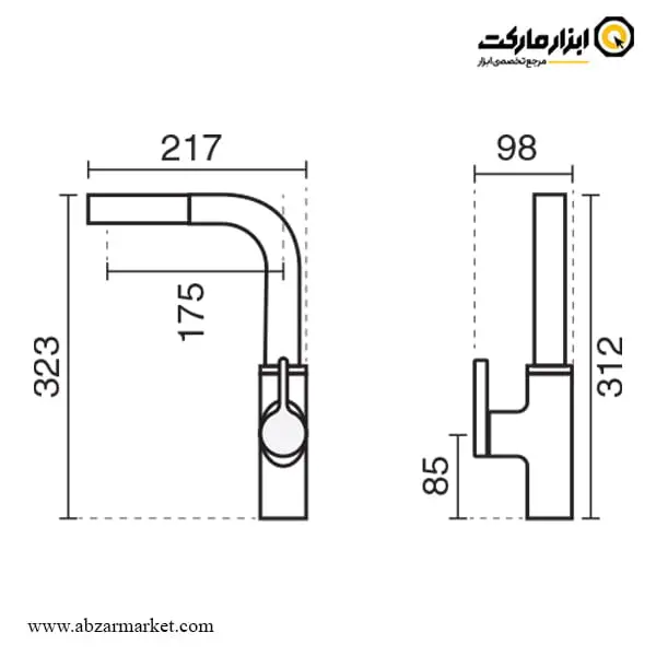 شیر ظرفشویی پول اوت کی دبلیو سی مدل آوا