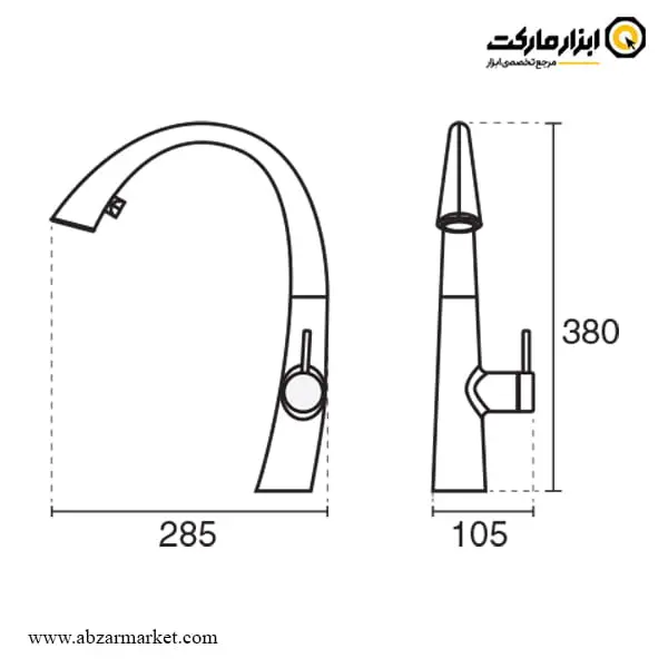 شیر ظرفشویی پول دان کی دبلیو سی مدل زو