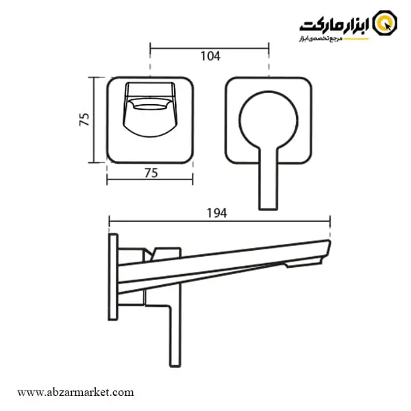 شیر روشویی توکار کی دبلیو سی مدل متیس