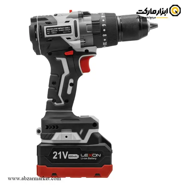 دریل شارژی چکشی لکسون براشلس لیتیوم 21 ولت 2 باتری مدل LE-5809T