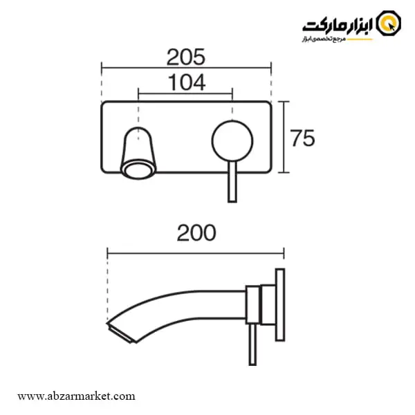 شیر روشویی توکار کی دبلیو سی مدل زو تیپ 1