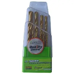 ست مته طلایی تیتانیوم سیلور 10 عددی مدل GT-BT10