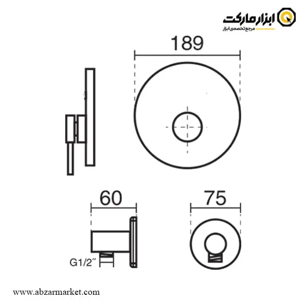 شیر حمام توکار کی دبلیو سی مدل زو تیپ 2