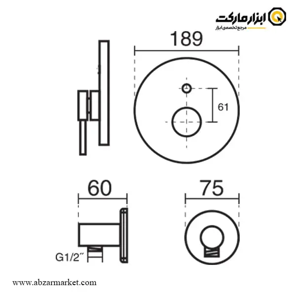 شیر حمام توکار کی دبلیو سی مدل زو تیپ 3