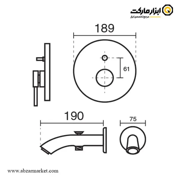 شیر حمام توکار کی دبلیو سی مدل زو تیپ 4