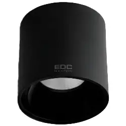 چراغ سقفی روکار بدنه مشکی EDC استوانه رویه 11.3 سانت 30 وات