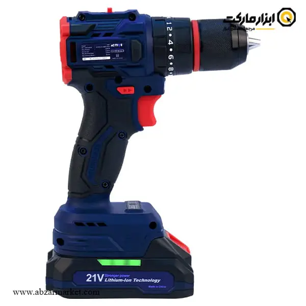 دریل شارژی چکشی اکتیو براشلس لیتیوم 21 ولت 2 باتری مدل AC-3221BL