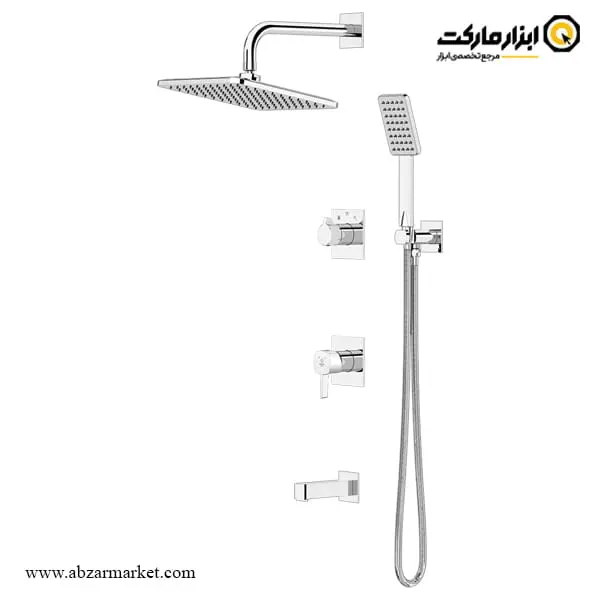 شیر حمام توکار کاویان سردوش دیواری مدل ساتین