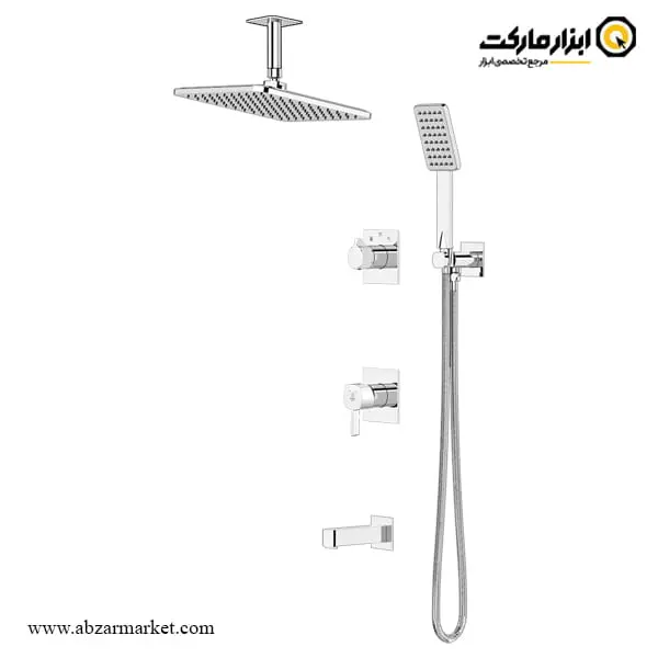 شیر حمام توکار کاویان سردوش سقفی مدل ساتین