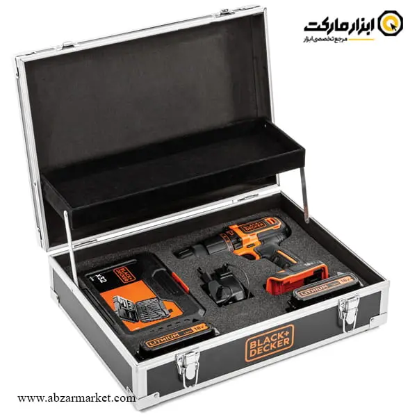 کیت دریل شارژی چکشی بلک اند دکر 18 ولت 37 پارچه مدل BDCHD18B2FC-QW