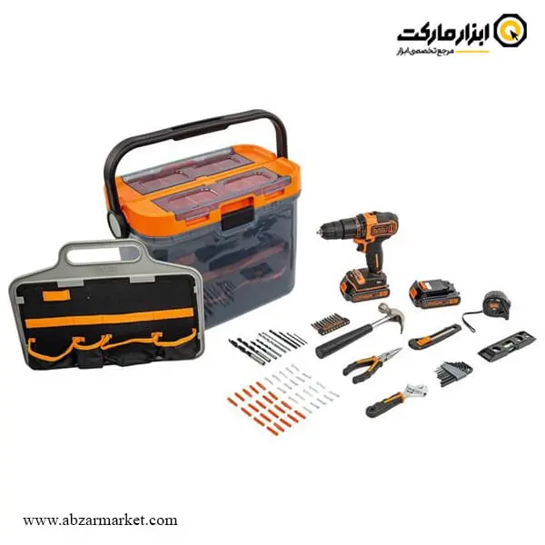 کیت دریل شارژی چکشی بلک اند دکر 18 ولت 83 پارچه مدل BCKSB04-QW