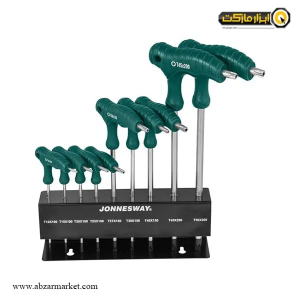 ست آچار آلن ستاره ای جانزوی دسته دار 9 عددی مدل H10MT09S