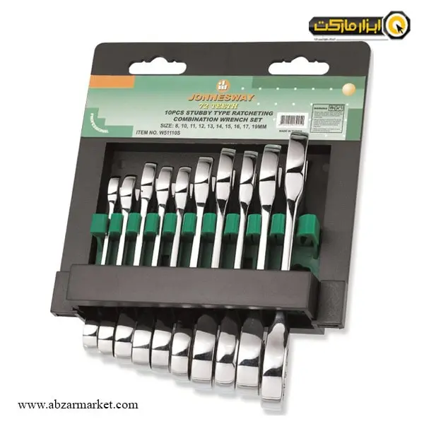 ست آچار یک سر رینگ جغجغه یک سر تخت جانزوی 10 عددی مدل W51110S ست آچار یک سر رینگ جغجغه یک سر تخت جانزوی 10 عددی مدل W51110S