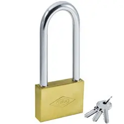 قفل آویز گیرا برنجی 50 تخت دسته بلند مدل 016