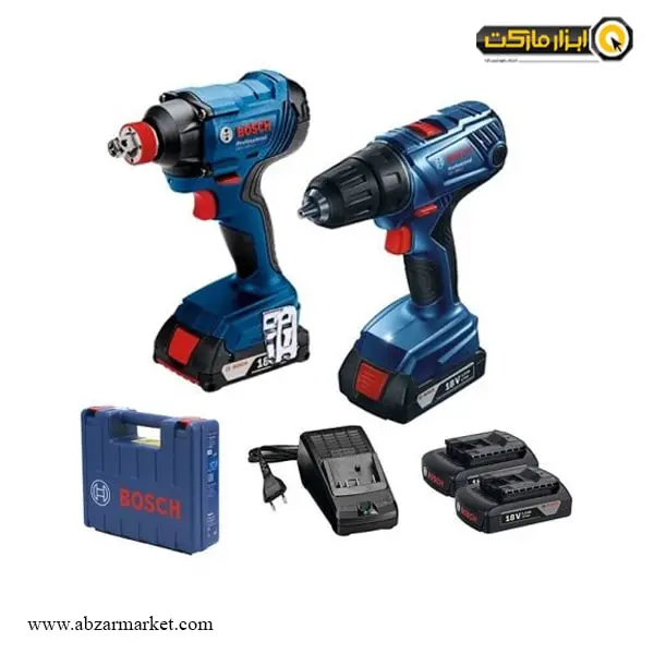 کیت دو دستگاه بوش دریل و بکس شارژی مدل GSR 180-LI + GDX 180-LI