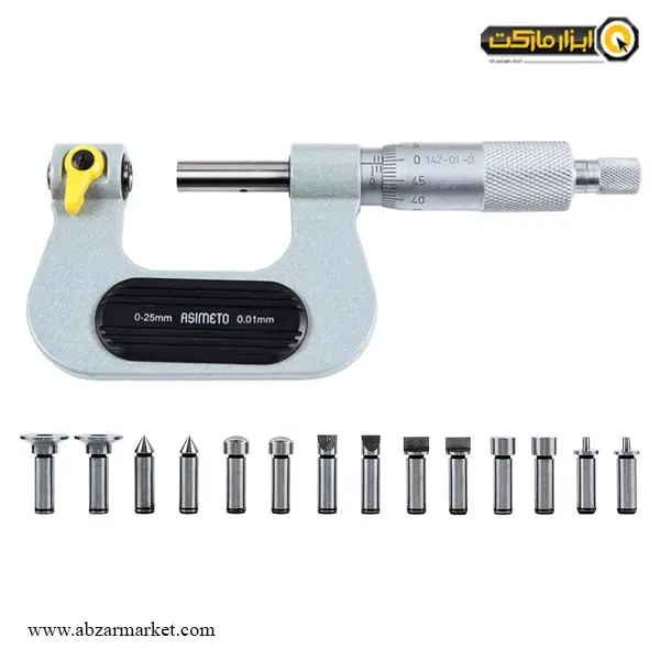 میکرومتر یونیورسال آسیمتو 25-0 خارج سر تعویض شو مدل 0-01-142 میکرومتر یونیورسال آسیمتو 25-0 خارج سر تعویض شو مدل 0-01-142