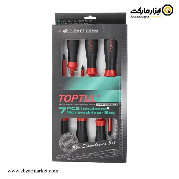 ست پیچ گوشتی عایق برق فشار قوی تاپ تول 7 عددی مدل GAAE0704