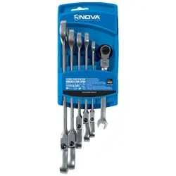 ست آچار یکسر تخت یکسر رینگ جغجغه نووا 6 عددی تاشو مدل 9622