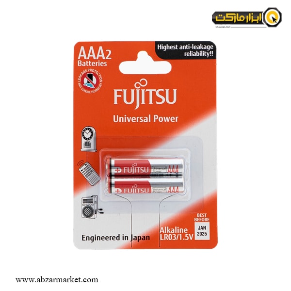 باتری نیم قلمی فوجیتسو آلکالاین بسته 2 عددی مدل FUJ-0315-2